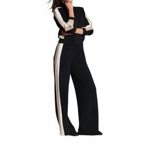 NEW SPANX colorblock track pant in black/dune/powder